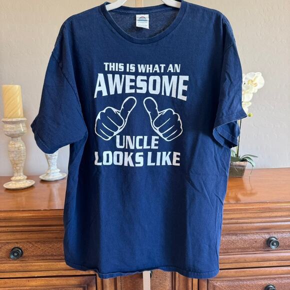 Delta Pro Weight Other - Awesome Uncle Graphic T Shirt Size XL Navy